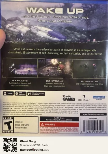 Ghost Song PlayStation 5, NTSC box back