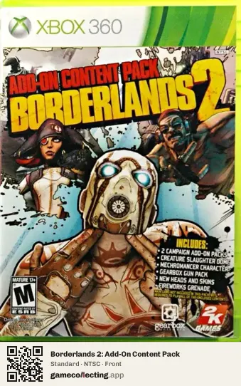 Borderlands 2: Add-On Content Pack Xbox 360, NTSC box front