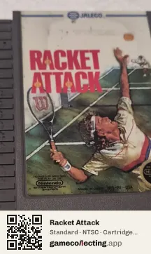Racket Attack Nintendo Entertainment System, NTSC cartridge label