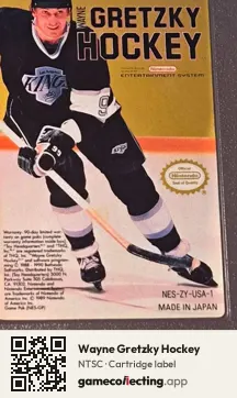Wayne Gretzky Hockey Nintendo Entertainment System, NTSC cartridge label