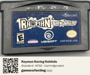 Rayman Raving Rabbids Game Boy Advance, NTSC cartridge label