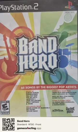 Band Hero PlayStation 2, NTSC box front