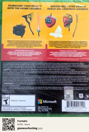 Fortnite Xbox Series X, NTSC box back