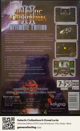 Galactic Civilizations II: Dread Lords Computer, Italy box back