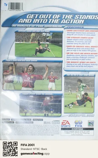 FIFA 2001 PlayStation 2, NTSC box back