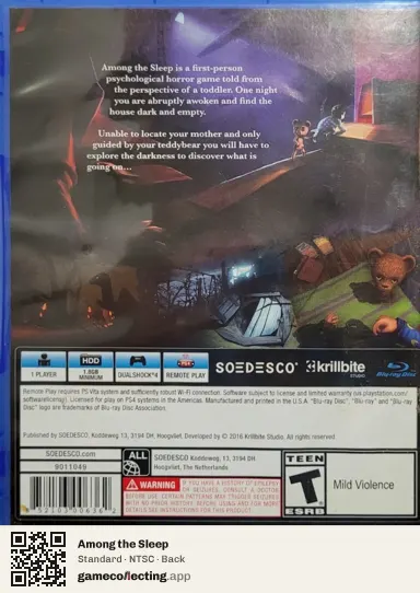 Among the Sleep PlayStation 4, NTSC box back