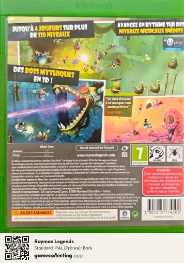 Rayman Legends Xbox One, France box back
