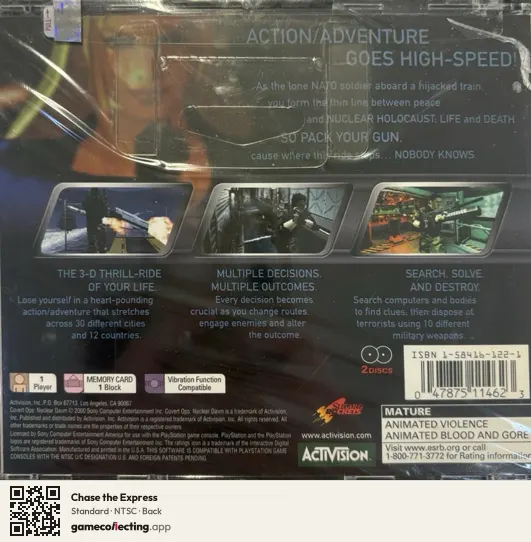 Chase the Express PlayStation, NTSC box back
