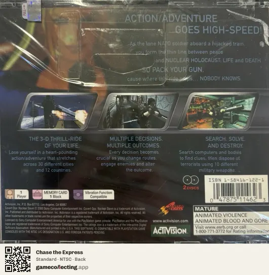 Chase the Express PlayStation, NTSC box back