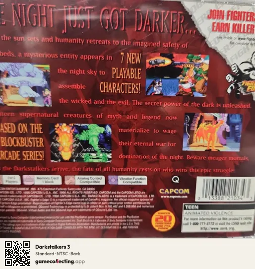 Darkstalkers 3 PlayStation, NTSC box back