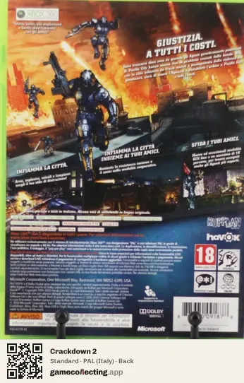 Crackdown 2 Xbox 360, Italy box back