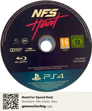 Need for Speed Heat PlayStation 4, PAL disc