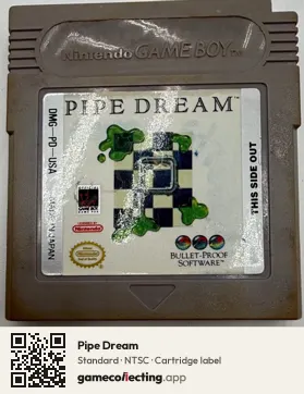 Pipe Dream Game Boy, NTSC cartridge label