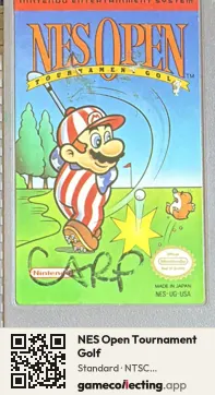 NES Open Tournament Golf Nintendo Entertainment System, NTSC cartridge label