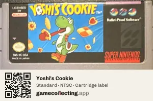 Yoshi's Cookie Super Nintendo Entertainment System, NTSC cartridge label