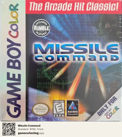 Missile Command Game Boy Color, NTSC box front