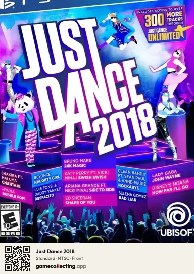 Just Dance 2018 PlayStation 4, NTSC box front