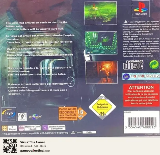 Virus: It is Aware PlayStation, PAL box back