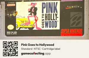 Pink Goes to Hollywood Super Nintendo Entertainment System, NTSC cartridge label