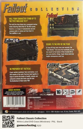 Fallout Classic Collection Computer, PAL box back