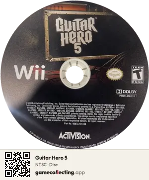 Guitar Hero 5 Nintendo Wii, NTSC disc