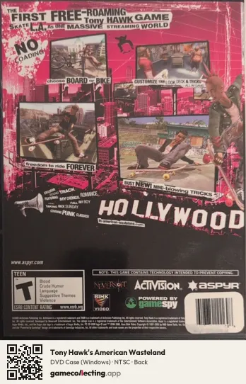 Tony Hawk's American Wasteland Computer, NTSC box back