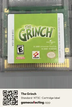 The Grinch Game Boy Color, NTSC cartridge label