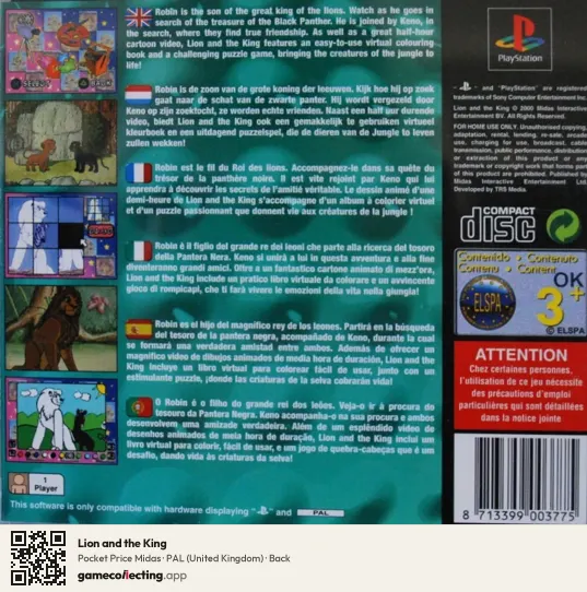Lion and the King PlayStation, United Kingdom box back