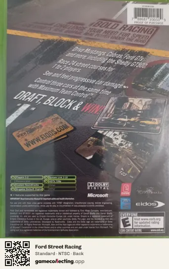 Ford Street Racing Xbox, NTSC box back