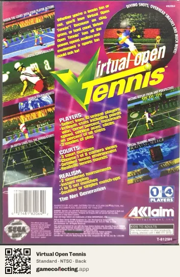 Virtual Open Tennis Sega Saturn, NTSC box back