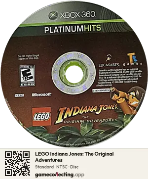 LEGO Indiana Jones: The Original Adventures Xbox 360, NTSC disc