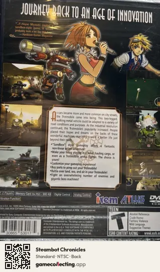 Steambot Chronicles PlayStation 2, NTSC box back