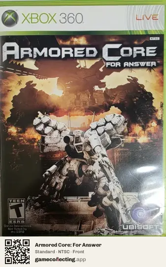 Armored Core: For Answer Xbox 360, NTSC box front