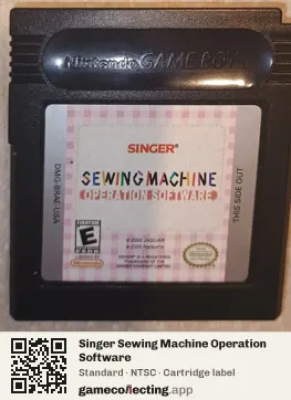 Singer Sewing Machine Operation Software Game Boy Color, NTSC cartridge label