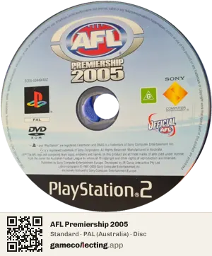 AFL Premiership 2005 PlayStation 2, PAL disc