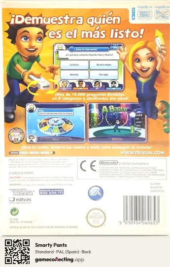 Smarty Pants Nintendo Wii, Spain box back