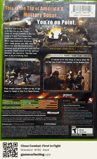 Close Combat: First to Fight Xbox, NTSC box back