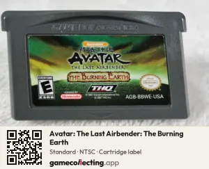 Avatar: The Last Airbender: The Burning Earth Game Boy Advance, NTSC cartridge label