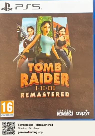 Tomb Raider I-III Remastered PlayStation 5, PAL box front