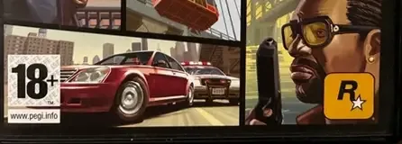 Grand Theft Auto IV, the PEGI square on its front