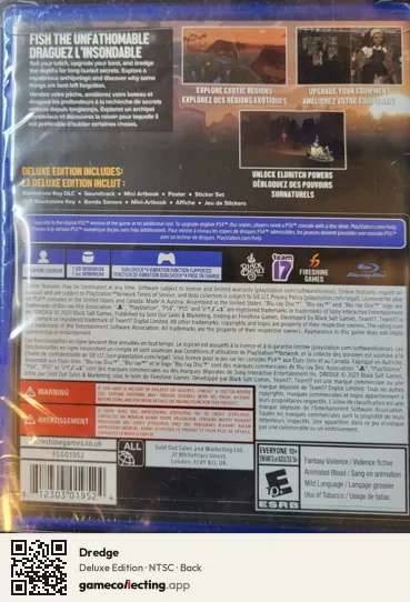 Dredge PlayStation 4, NTSC box back