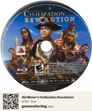 Sid Meier's Civilization Revolution PlayStation 3, NTSC disc