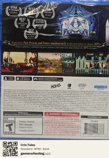 Cris Tales PlayStation 5, NTSC box back