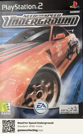 Need for Speed Underground PlayStation 2, NTSC box front