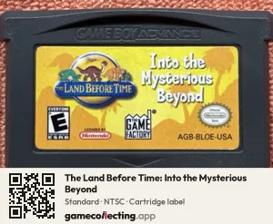 The Land Before Time: Into the Mysterious Beyond Game Boy Advance, NTSC cartridge label