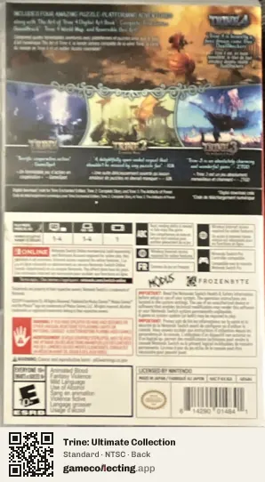Trine: Ultimate Collection Nintendo Switch, NTSC box back