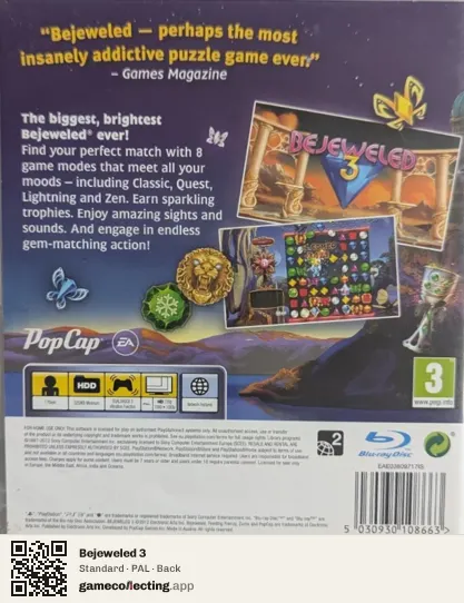 Bejeweled 3 PlayStation 3, PAL box back