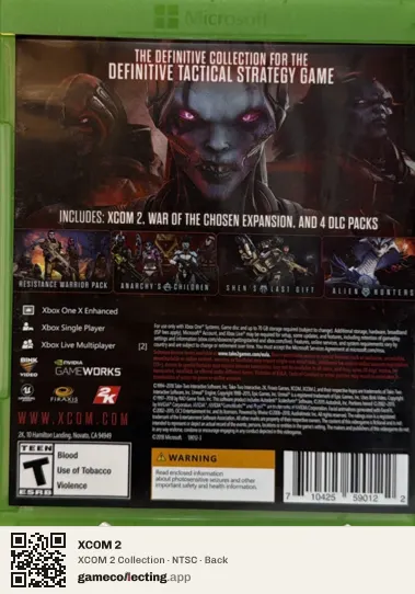 XCOM 2 Xbox One, NTSC box back