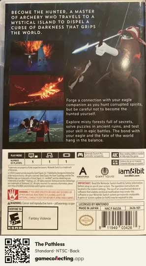 The Pathless Nintendo Switch, NTSC box back