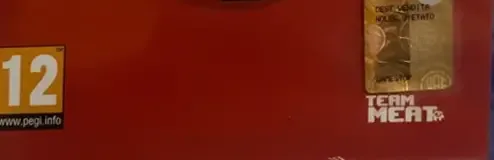 Super Meat Boy, the PEGI square on its front